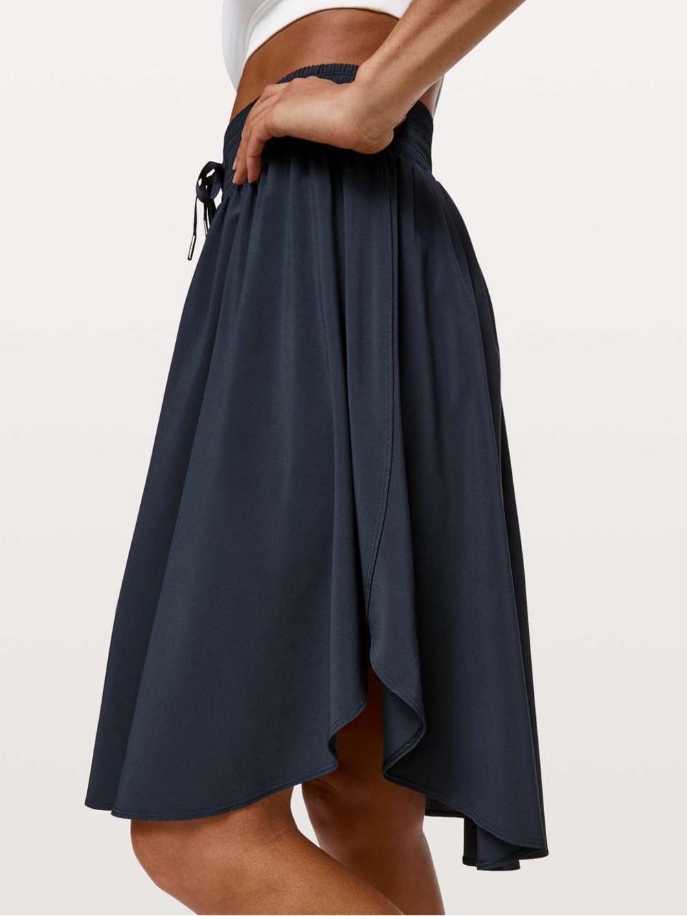 Lululemon Everyday Ruffle Midi Skirt High Rise Asymmetrical True Navy Blue 10